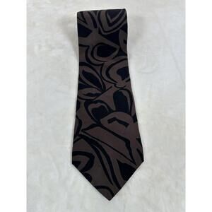 Don Loper Men’s Abstract Silk Necktie Brown Black Designer